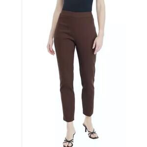Lauren Ralph Lauren Women Side Zip Slim Pant Mid Rise Flat Front Stretch Brown 6
